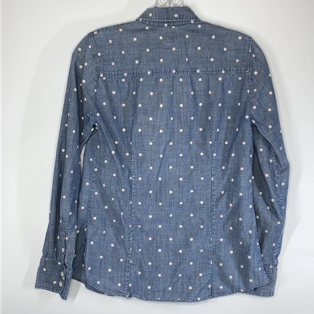 J.Crew Polka Dot Denim Button Up Long Sleeve XS
